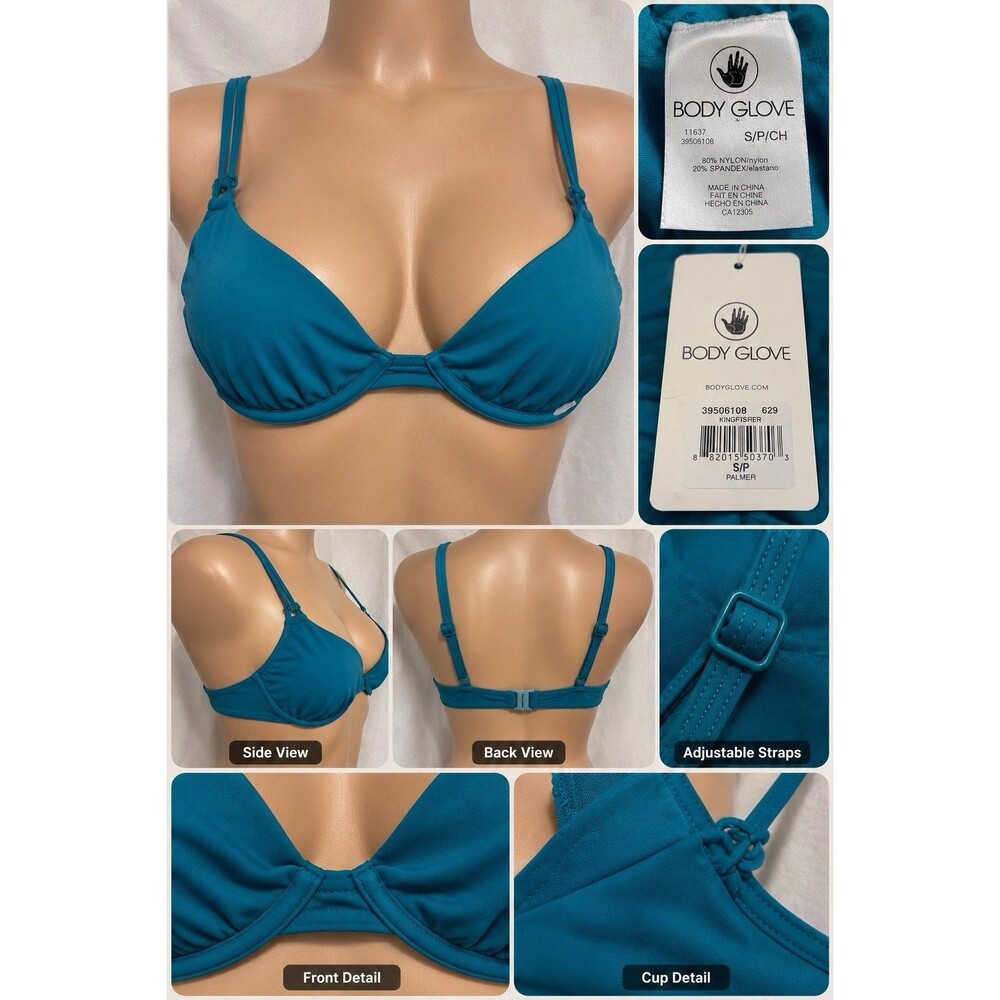 NWT Body Glove S Palmer Bikini Top Snow White Underwire Swim Women Swim